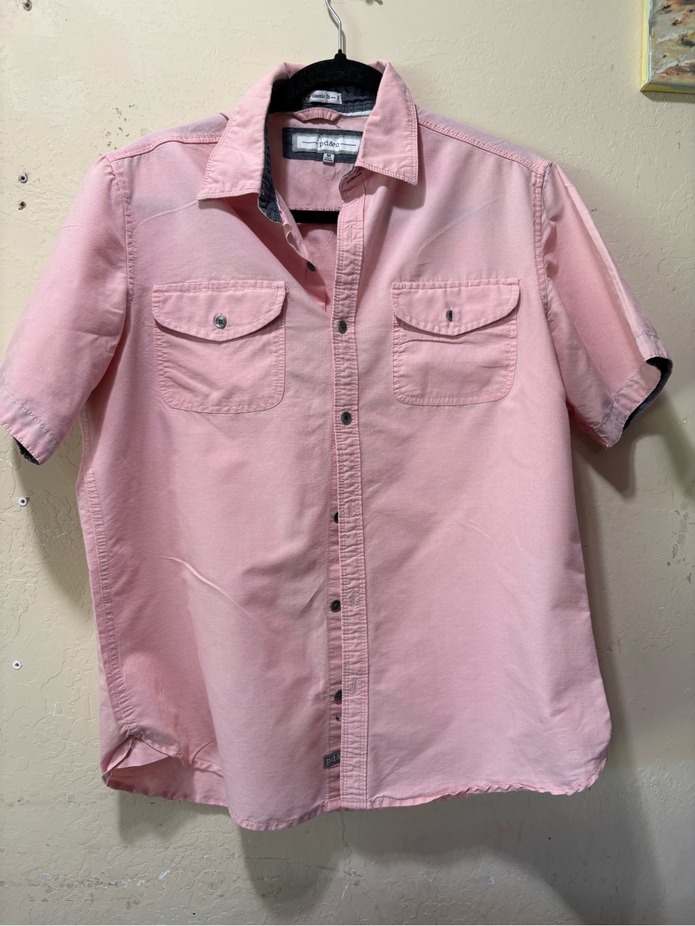 PD&C Pink Short-Sleeve Casual Button-Down Shirt